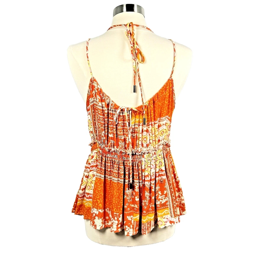 Rachel Zoe Orange Cream Smocked Peplum Camisole
